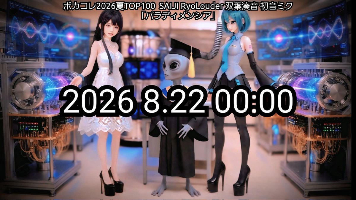 saijiofficial's tweet photo. ボカコレ2026夏TOP100
SAIJI RyoLouder 
#双葉湊音 #初音ミク
「パラディメンシア」

2026 8.22 00:00
動画のワンシーンです(^_^)

#ボカコレ2026夏
#ボカコレ2026夏小出し情報
#宇宙人
#量子重力

ニューアルバムの予告編でも使ったシーンの未使用シーンを使いました https://t.co/EeiJhvyM3U