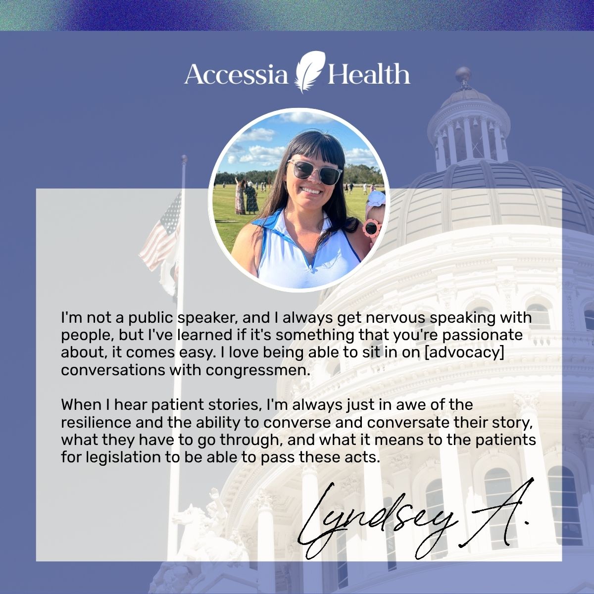 AccessiaHealth's tweet photo. 🗣️ Last month's "𝗩𝗶𝗿𝘁𝘂𝗮𝗹 𝗔𝗱𝘃𝗼𝗰𝗮𝗰𝘆 𝗳𝗼𝗿 𝗔𝗰𝗰𝗲𝘀𝘀 𝗪𝗲𝗲𝗸" brought together patient advocates, policy experts, and partners for important conversations centered on healthcare access, affordability, and coverage. Throughout the event, advocates shared personal experiences that highlighted the real-life impact of policy decisions and the ongoing challenges many individuals and families face when trying to access the care they need.
  
We’re honored to share reflections from advocates David, Narah, and Lynsey, whose stories helped bring these conversations to life. 
  
⚖️ To learn more about Accessia Health’s key advocacy priorities and discover ways to get involved, we encourage you to visit our 𝗣𝗼𝗹𝗶𝗰𝘆 & 𝗔𝗱𝘃𝗼𝗰𝗮𝗰𝘆 webpage:  https://t.co/rZvEGTKThA
 
#AccessiaHealth #PatientAssistance #PatientAdvocate