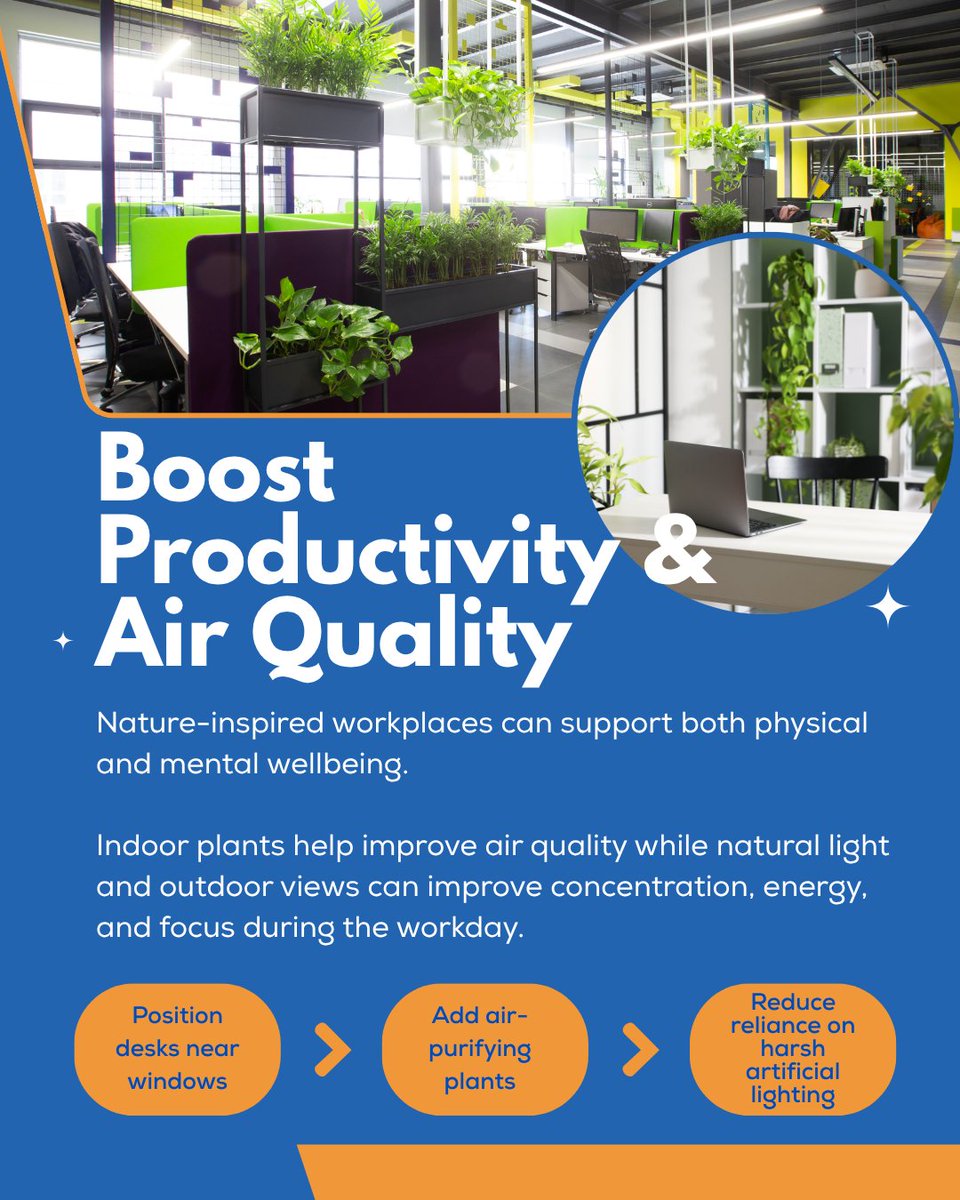CorovanMoves's tweet photo. A little greenery can go a long way in the workplace. Plants, natural light, and nature-inspired design can help reduce stress, improve focus, and boost employee well-being. #OfficeDesign #EmployeeWellbeing #WorkplaceWellness #Corovan
https://t.co/JwidFBoLaK https://t.co/VcSWRTfVcY