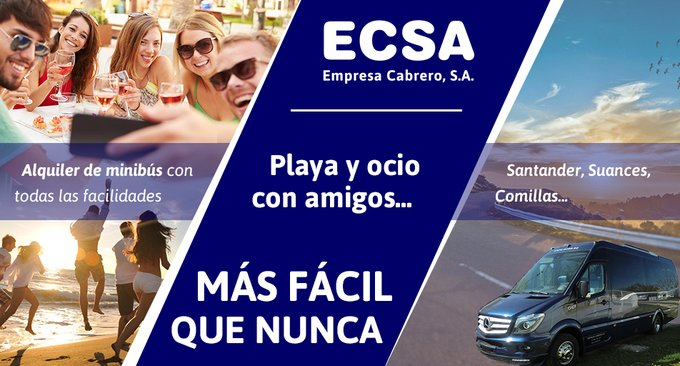 EcsaBus's tweet photo. Este #verano2026 viaja con total seguridad con tus amigos con nuestro alquiler de #microbus 🚌 para tus #vacaciones.

La #playa y el ocio a un paso de vosotros sin preocupaciones 🏖️ Santander, Suances, Comillas... ☀️

¡Pide presupuesto sin compromiso!

👇

https://t.co/d0GIaLbvW4 https://t.co/ghvcIG4dMB