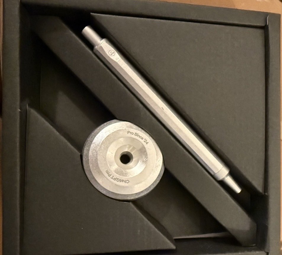 DeepGuessr's tweet photo. @OpenAI @sama @thsottiaux Ty for the pen! I think there may have been a mistake though, it says “Pro since ‘24” when I’ve been a pro subscriber since January 2023. I will accept a codex rate limit reset for pro subscribers as an apology, thank you 🙏 https://t.co/qDlJbF394Z
