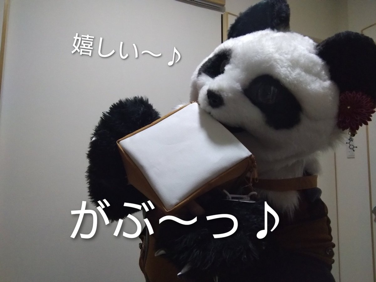 chacharinku's tweet photo. @no_ticca のちかさんのかばーっんっ
パンダがパンでうきうき♪

可愛いしぱんだからしてみたら使い勝手良きそうなのですよ🐼

#最近のうちら　#まるやぱんだ　#山田三毛猫ファミリー　#パンダ好きさんと繋がりたい　#のちかさんのかばん https://t.co/e4J5jYJrYH