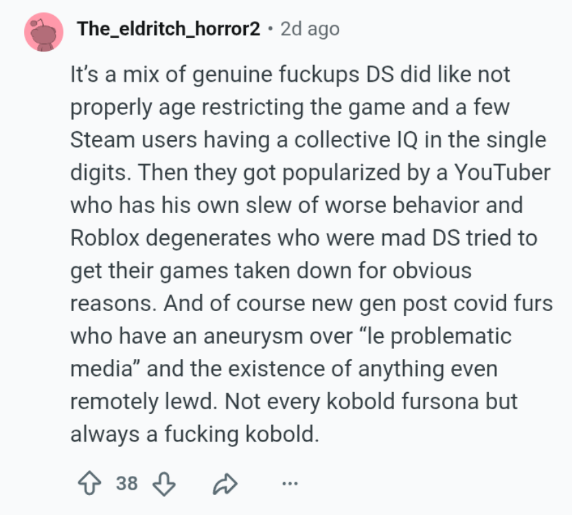 koboldashes2's tweet photo. ur creator made fetus and feral porn and hasnt once apologized for it

i made the discord server singlehandedly hate DS

and you still dont have a proper doc/argument for my doc

unrelated but ive seen twice a guy with a generic ass oc dissing kobolds what r so bad about kobolds? https://t.co/FtI0dqI0Cg
