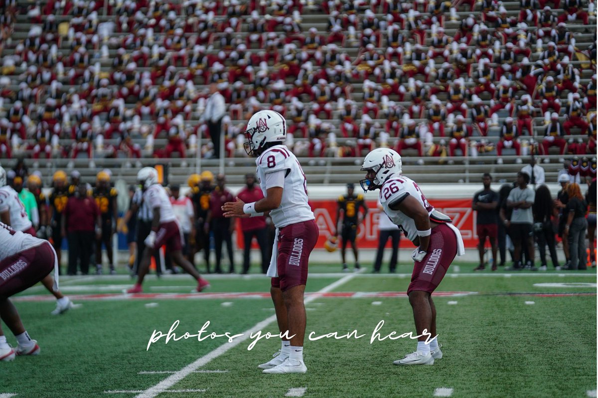AamufbR's tweet photo. Photos you can hear. 🔊🐾

The countdown to kickoff is ON. Alabama A&amp;M opens the 2026 season in the Cricket MEAC/SWAC Challenge on August 29 in Atlanta against Howard under the lights.

Bulldog Nation, it’s time to secure your seats now — ticket link in bio. 🎟️
#DaChaseIsOn 🐾 https://t.co/ojWLBq0061