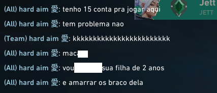 P4RAN0IC's tweet photo. oi @riotgames  @RiotGamesBrasil, como vocês se sentem com a comunidade que vocês construiram?
engraçado alguém conseguir digitar tamanha abominação no chat, né? Porque eu digito acéfalo no chat e insta tomo mute.
meu sincero vai toma no cu a todos pq é impossivel aturar essa situ https://t.co/bvn6auIHvW