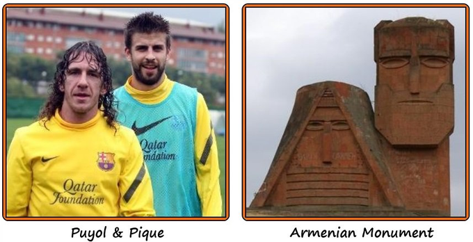 ExtremeFootbal4's tweet photo. Separated at birth: 

Puyol &amp; Piqué and this Armenian monument? https://t.co/UuTSViWaJB