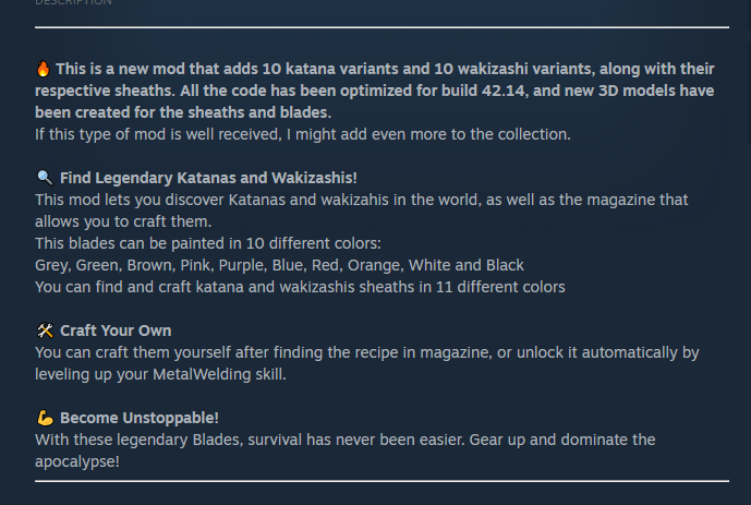tradboiwife's tweet photo. got back into project zomboid recently and what's up with all the workshop mods just being AI generated? i mean it's ridiculous https://t.co/T1OOmoKmWf