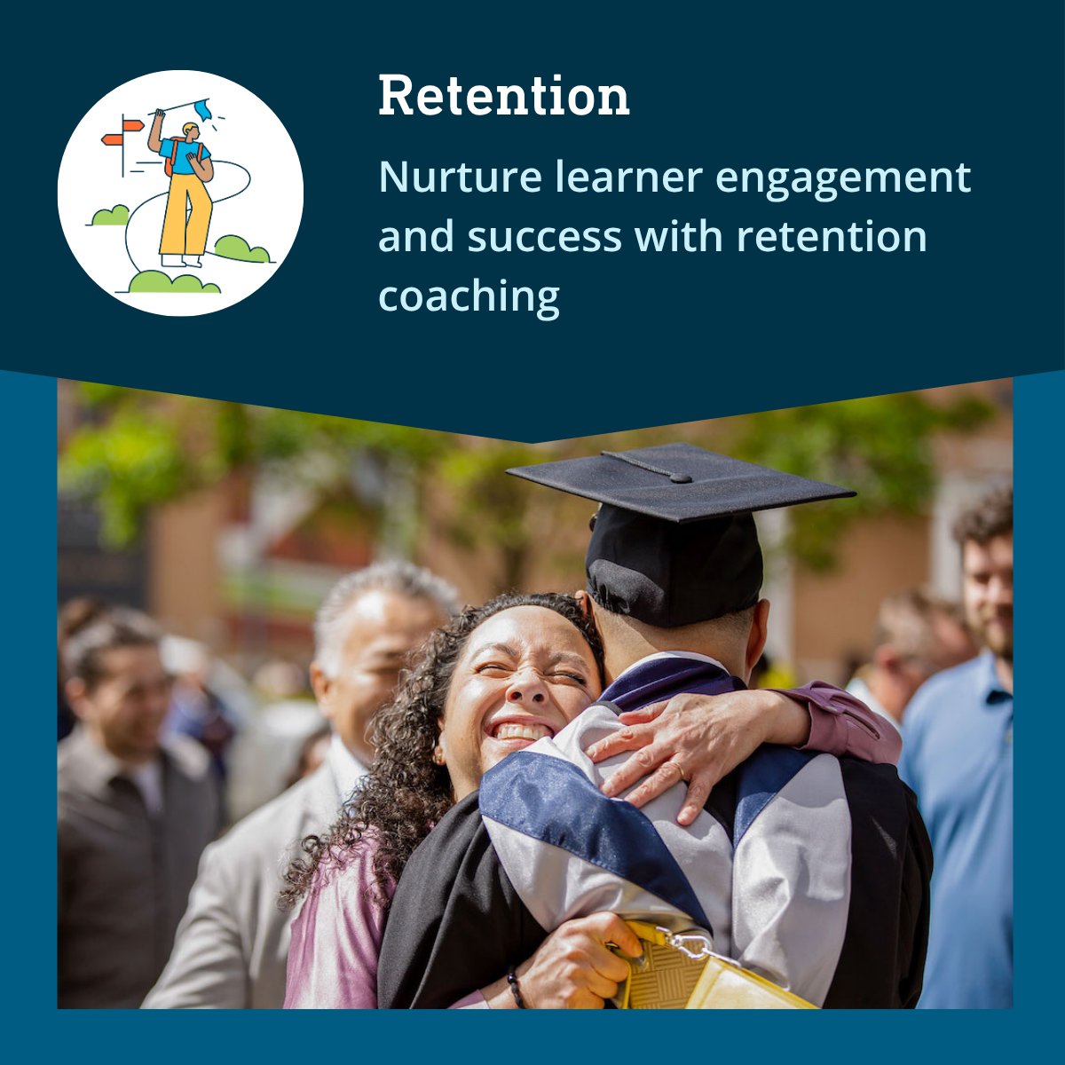 InsideTrack's tweet photo. When obstacles pile up, student motivation can fade. Retention Coaching empowers learners to clarify goals, organize priorities and stay on track to complete their degrees. Learn more: https://t.co/GScOmK9Jt8 #HigherEd #StudentSuccess https://t.co/X2h5ANAlKo