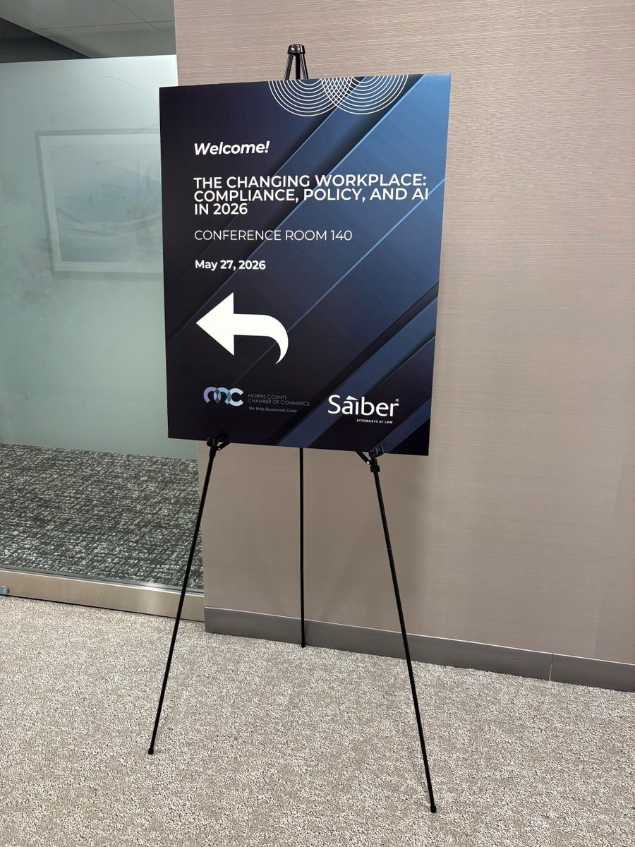 saiberllc's tweet photo. We were pleased to host today’s program, The Changing Workplace: Compliance, Policy, and AI in 2026, in partnership with the @MorrisChamberNJ.

Thanks to everyone who joined us at Saiber for a timely discussion on EEOC guidance, handbook updates, and AI-related workplace risk. https://t.co/aZ5sdaG5vv