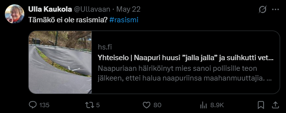 AnseliJari's tweet photo. @VoltaWagen #Ulla on viime päivinä ottanut väkevästi kantaa mm. rikollisuuden kasvuun. Eikä millään muotoa tarkoituksenhakuisesti. https://t.co/GPHWeTt1wZ