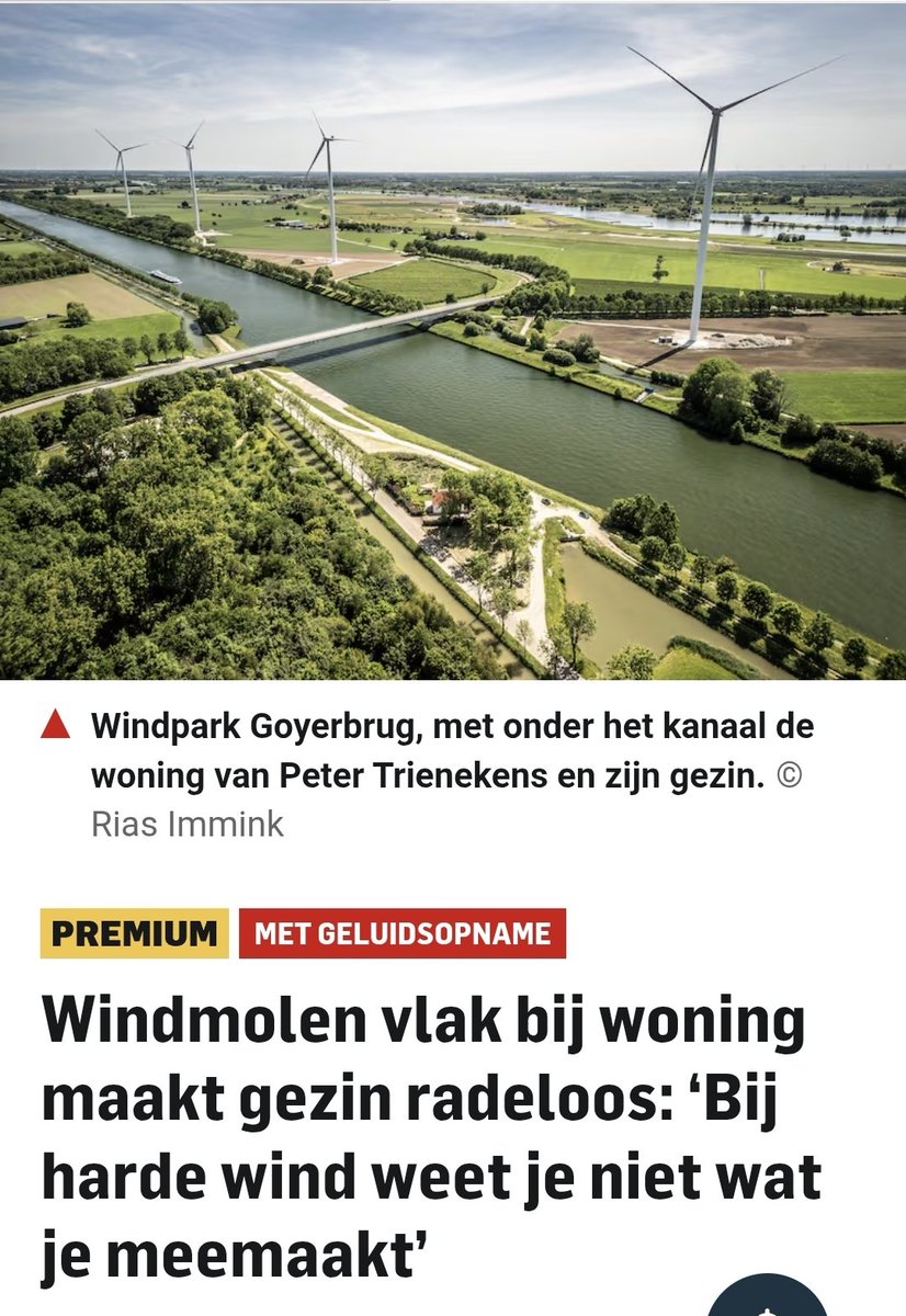 nlvow's tweet photo. Ons lid @PeterTr1964 doet radeloos zijn aangrijpend verhaal over wonen naast #windturbines.
Wij zijn benieuwd met welke verbeteringen voor omwonenden in de nieuwe normen @MinisterIenW binnenkort komt.
Artikel: https://t.co/UmoS6g1if4 https://t.co/Z22EFvT5Ug