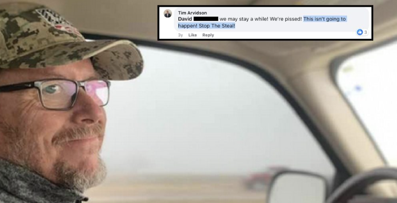 COTimesRecorder's tweet photo. Tim Arvidson, who participated in the Jan. 6, 2021, insurrection and unsuccessfully ran as a Republican for Colorado Senate, was arrested yesterday after allegedly shooting and killing a man in Colorado Springs.

According to the arrest affidavit, Arvidson approached his neighbor and accused a group of people of selling drugs and having guns. After an altercation, Arvidson then shot 43-year-old Robert Dougher, who later died of his injuries.

Arvidson boasted multiple times in Facebook posts about taking part in the Jan. 6, 2021, riot, posting a photo of himself driving to the event, uploading a video of it as he participated, and later processing what he "experienced." https://t.co/HVJh709i3w #copolitics