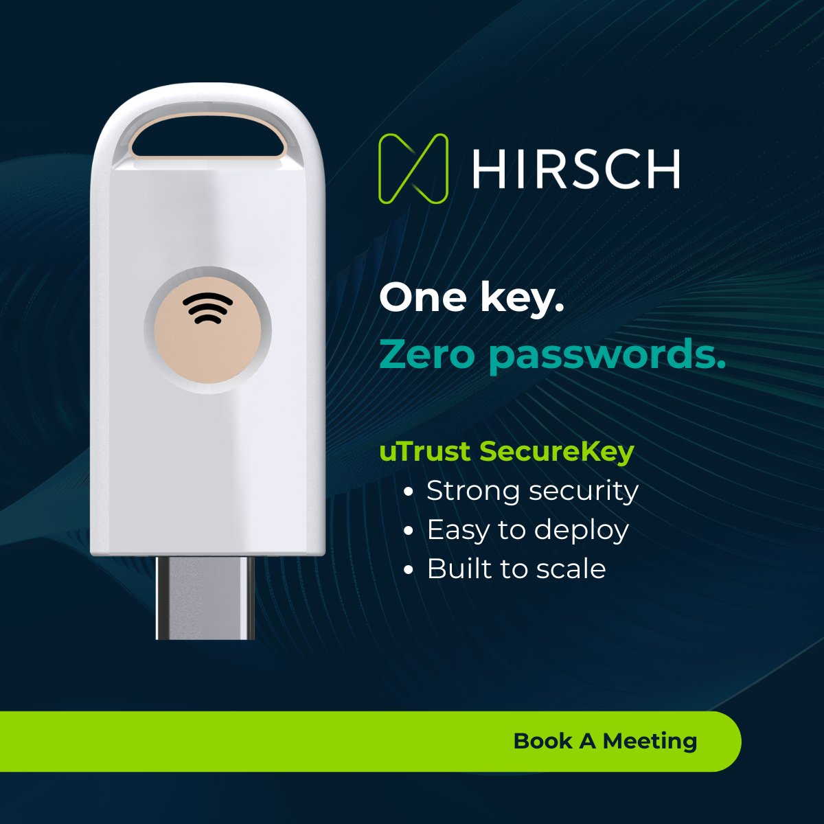 hirschsecure's tweet photo. One tap or one insert. One trusted identity. 

➕ PIV &amp; CAC authentication 
➕ FIDO2 login 
➕ Multi-factor authentication 
➕ Secure workstation access 

Book your @Identiverse meeting now ➡️ https://t.co/5CnPt9OMA0 https://t.co/S8Aze5hkOE