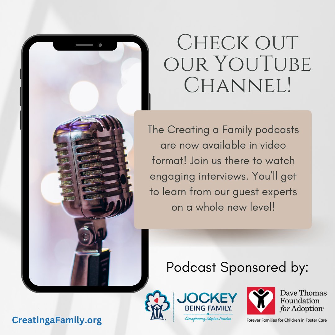 CreatingaFamily's tweet photo. https://t.co/NR7UjtMcNM podcast episodes + Weekend Wisdom Q&amp;As are available on YouTube anytime.

🔗 https://t.co/VllP0F533P

Special thank you to @jockeybeingfam and @DTFA for helping make this resource possible! 

#adoption #fostercare #kinshipcare https://t.co/uFZQFQtPLC