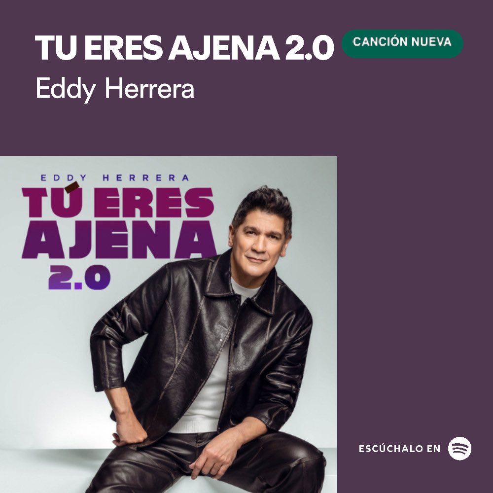 Eddy_Herrera's tweet photo. TU ERES AJENA 2.0 🎶
Escúchalo en Spotify ✨ 
https://t.co/saEjOxPdKS https://t.co/nldrM3eZ03