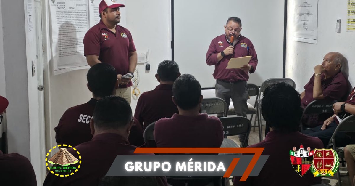 GrupoMerida_42's tweet photo. Reunión del Grupo Mérida refrendando la política de unidad y trabajo de nuestro líder y amigo @lgps03101 .

¡Gracias por su asistencia!

27-Mayo-2026

@Seccion42_STPRM 

#MasUnidosQueNunca
#FamiliaPetroleraSeccion42
#SomosSTPRM
#FamiliaPetrolera https://t.co/EFUB4yexS3