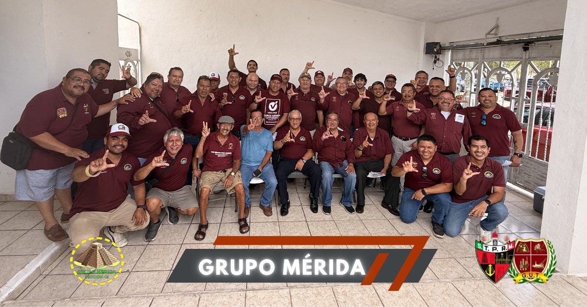 GrupoMerida_42's tweet photo. Reunión del Grupo Mérida refrendando la política de unidad y trabajo de nuestro líder y amigo @lgps03101 .

¡Gracias por su asistencia!

27-Mayo-2026

@Seccion42_STPRM 

#MasUnidosQueNunca
#FamiliaPetroleraSeccion42
#SomosSTPRM
#FamiliaPetrolera https://t.co/EFUB4yexS3