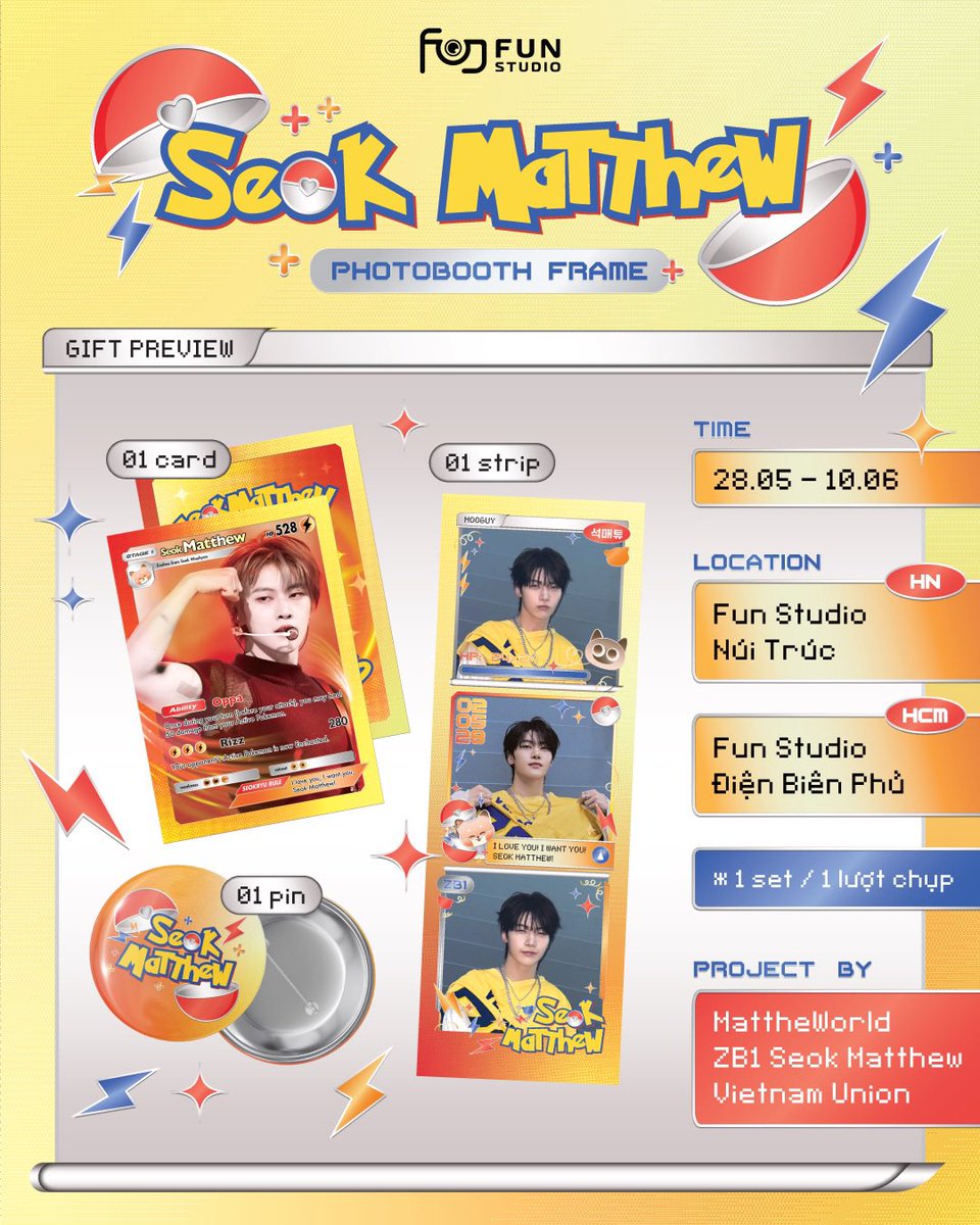 smvst528's tweet photo. 🦊 SPECIAL GIFT — EXCLUSIVE SET GIFT FOR SEOK MATTHEW DAY 🎁

We’ve prepared some super cute special gifts for everyone who comes to take photos with Matthew’s birthday frame
🎁 Matthew’s Day Gift Set: 1 PokéMatt card + 1 photostrip + 1 pin badge.
#석매튜
#TOP25withTTHEW https://t.co/QJQTjOeIVq