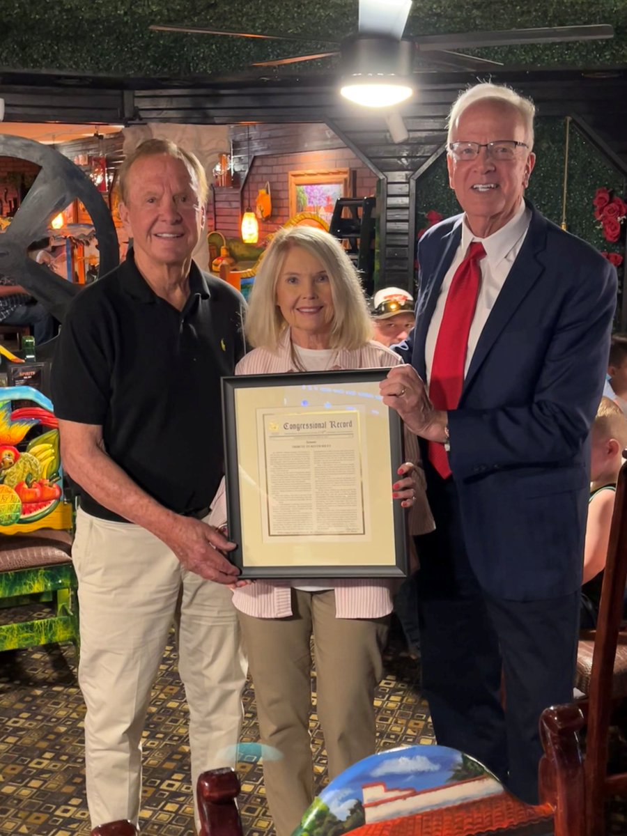 JerryMoran's tweet photo. After 58 seasons as the head coach of @HillCityHigh, Keith Riley has officially retired. I recently delivered remarks on the Senate floor to pay tribute to his decades of coaching, teaching & mentoring Hill City students. Yesterday, I presented the framed Congressional Record to Coach Riley & his wife, Merriel, during a Hill City Rotary Club meeting.

While he has achieved many wins & state titles throughout the years, his true legacy can be seen in the lives he changed along the way. Coach Riley, congratulations on a legendary career. I wish you & Merriel all the very best in your retirement.