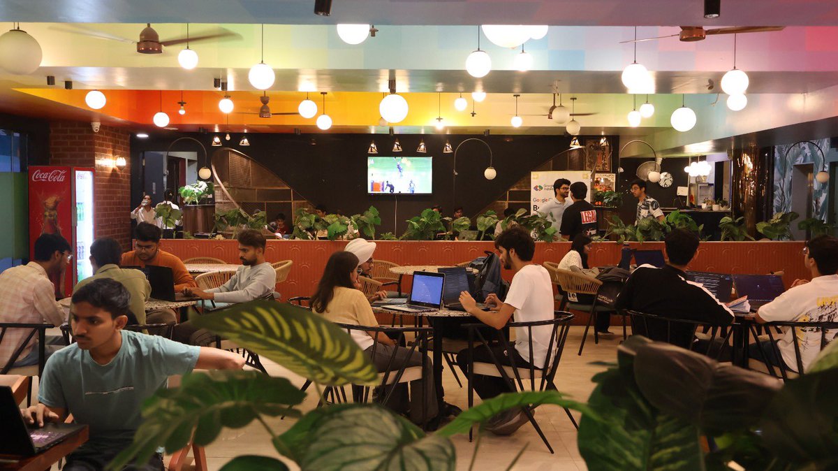 GDG_Indore's tweet photo. 🏏⚡ Build With AI: APL event at Murphys Cafe was pure energy 🔥
AI demos, vibe coding, cricket &amp; community all in one unforgettable night 🚀✨
Huge thanks to everyone who joined &amp; built with us 💙
👉 https://t.co/G0mQNFfJJv
#GDGIndore #APL #BuildWithAI #VibeCoding @tpal94 https://t.co/tqSeeaks7j