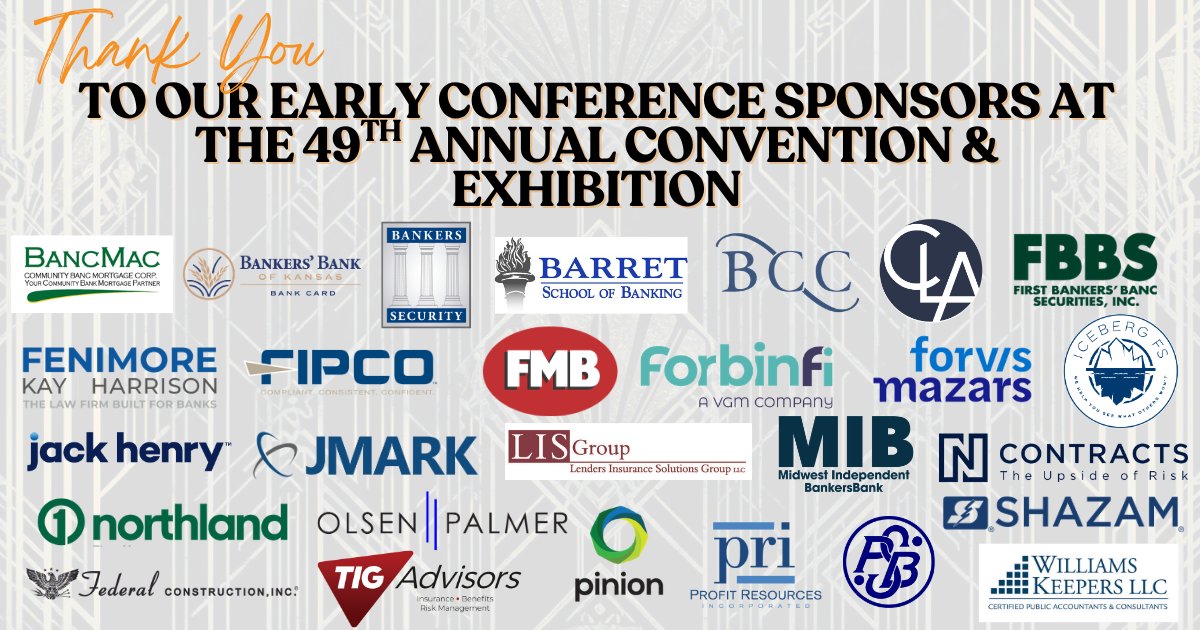theMIBA's tweet photo. A Special Thank you our Early Sponsors for the 49th Annual Convention &amp; Exhibition! 
To register visit our website at https://t.co/jiceJiIJu2. 

Sponsorship opportunities are available contact Jessica at jrogers@miba.net. https://t.co/KkqnZxH4G1