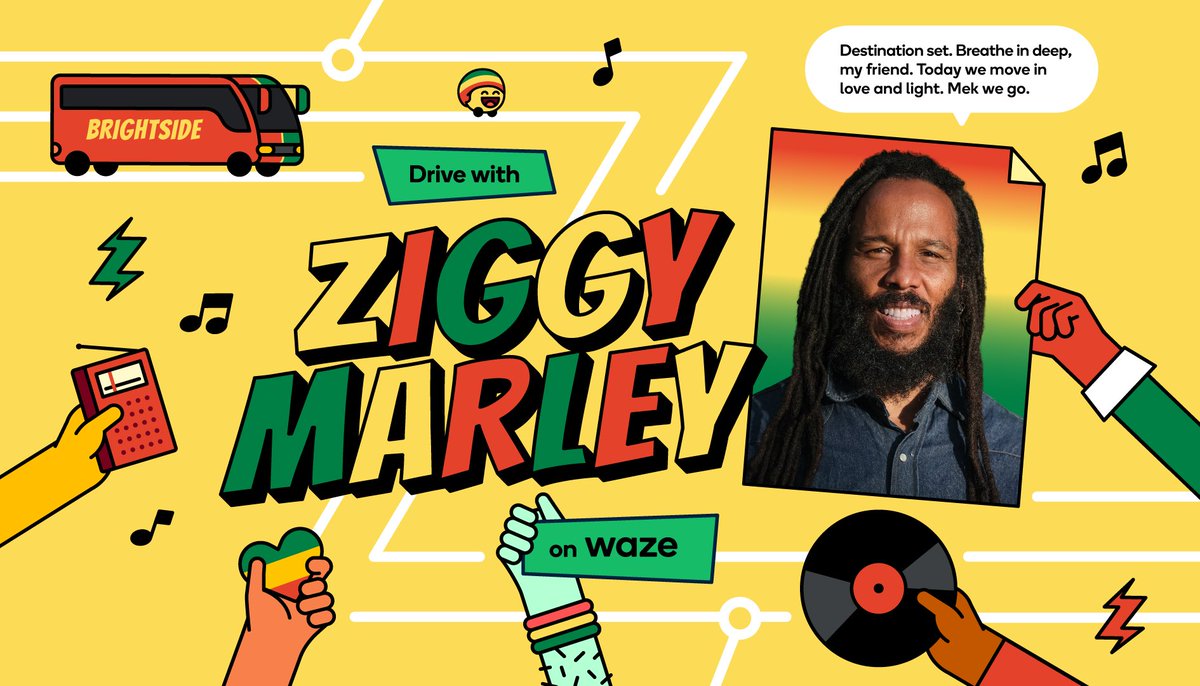 waze's tweet photo. "On your way up, take me up. On your way down, don't let me down."- generational wisdom passed down to @ziggymarley and now to your morning commute. 

Mek we ride in harmony! ✌🏾🇯🇲 Let’s get Irie: https://t.co/f5863WSjcc https://t.co/7If5Sj5pqY