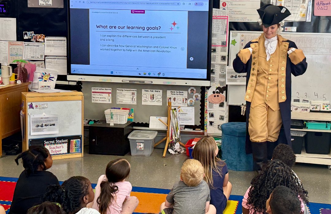 MeridenK12's tweet photo. 🇺🇸📚 Students in Nicole Kiernan’s kindergarten class at Thomas Hooker School are learning about U.S. presidents during their CKLA lessons! These young learners are building knowledge about history and leadership while staying engaged in the classroom.

📸 Photo Credit: Gail Kelly https://t.co/cdv1eOL763