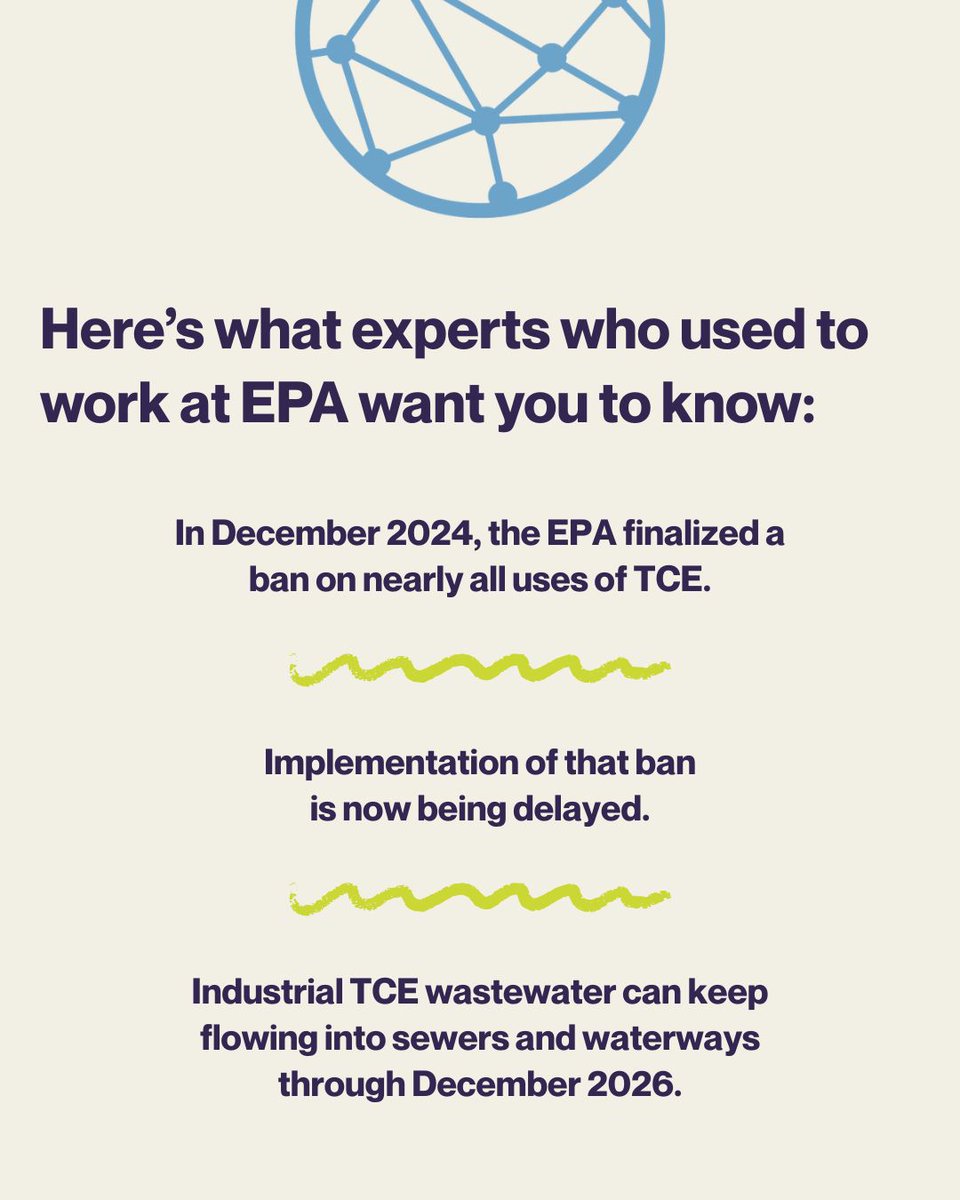 EnviroProtNet's tweet photo. For 30 years, Marines at Camp Lejeune drank water containing TCE, a toxic solvent linked to Parkinson’s and documented at more than 1,400 military sites nationwide.
The EPA finalized a ban on nearly all uses of TCE in 2024. Now, implementation of that ban is being delayed. https://t.co/HiVmM9CvVz