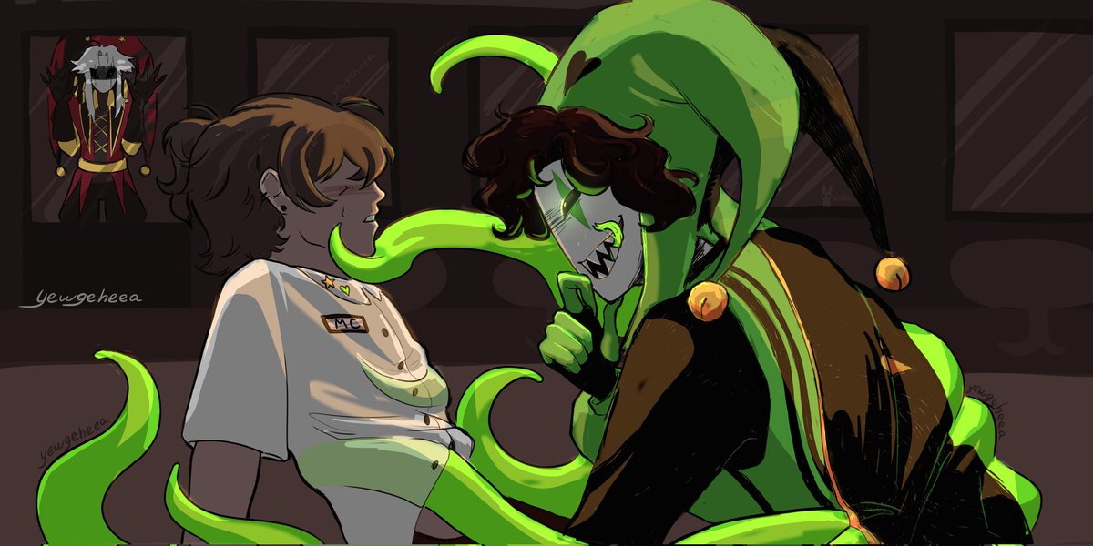 Yewgeheea's tweet photo. Happy birthday, Harlequin! 💚
Im late for his b-day but its better than never. Also Im here with a second art hehe 
#thefreakcircus #tfc #harlequin #fanart https://t.co/UOeayjVJpl