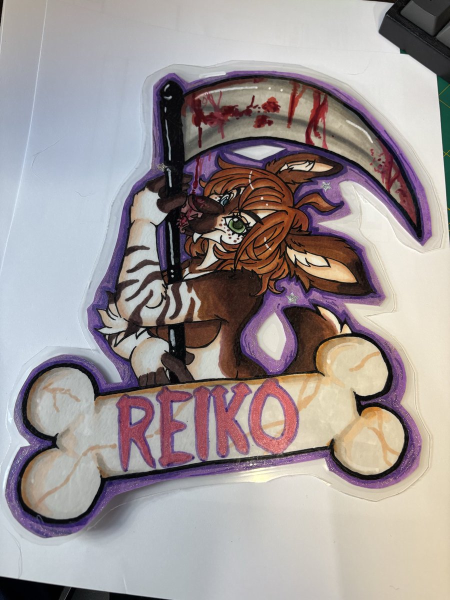 calicocorgi's tweet photo. Reiko badge for @Hotkeely ! Love how she turned out https://t.co/tvs7H8ybEq