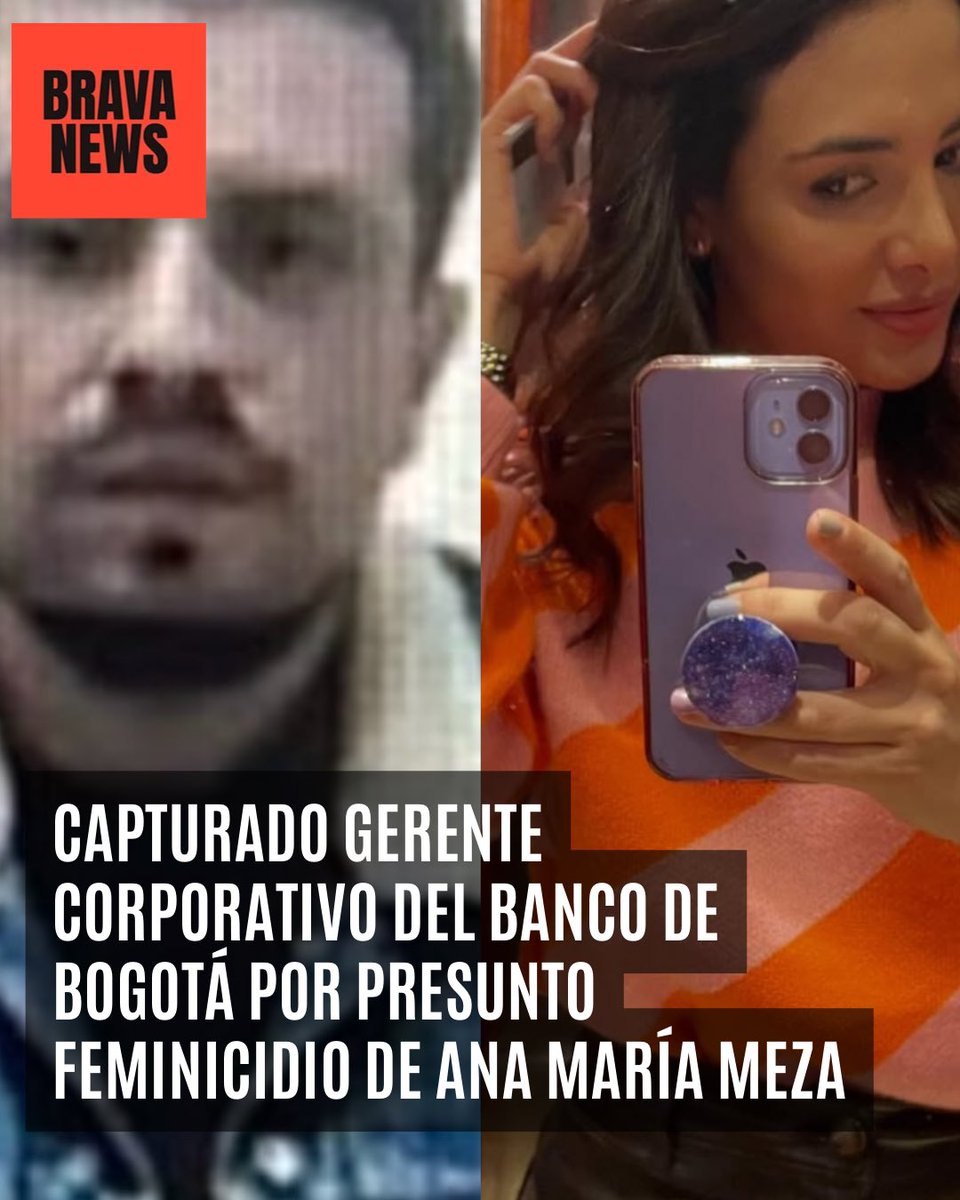 BravaNewsco's tweet photo. #ATENCIÓN 🚨 El pasado sábado, 23 de mayo, fue capturado Carlos Mario Rodríguez, gerente corporativo del Banco de Bogotá, por el presunto feminicidio de Ana María Meza.

Ana, un joven Bogotana de 36 años, cayó de un sexto piso el pasado 25 de enero cuando se encontraba en el mismo apartamento del hoy detenido. 

Rodriguez fue imputado por los delitos de feminicidio agravado y acceso carnal violento. Un juez de la República lo cobijó con detención intramural preventiva. 

Elena Suárez, la abogada que representa a la familia de la víctima, aseguró que la medida impuesta por el juzgado responde a los intereses de la administración justicia frente a la protección del proceso. 

Por su parte la defensa del detenido asegura que este estaba dormido cuando sucedieron los hechos. 

#noticias #metoo #niunamas #mujeres #feminicidio