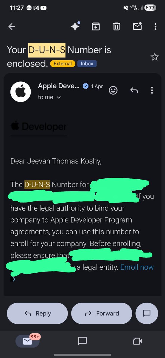 jeevan_tk's tweet photo. @harshtradzo @GooglePlay @AppStore https://t.co/JgT9L8AFN6

I found this link after being quoted 32k + gst and 20k + gst packages from the DUNS representative.  Turns out I already had a DUNs number and I got the quote for an expedited creation of a number that already existed. https://t.co/gw6nwho0HT