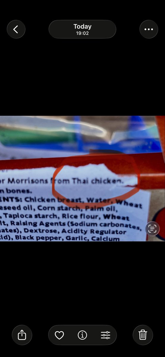 MarkHopkinson16's tweet photo. @Morrisons you have shelves full of British chickens and yet you import chicken from  Thai for your hot deli cooked chicken bites. This really is as far from your ‘Market Street’ image as you can get. No wonder it’s in the small print! Why? Why import chicken? Very disappointed https://t.co/mMzi54P8nd
