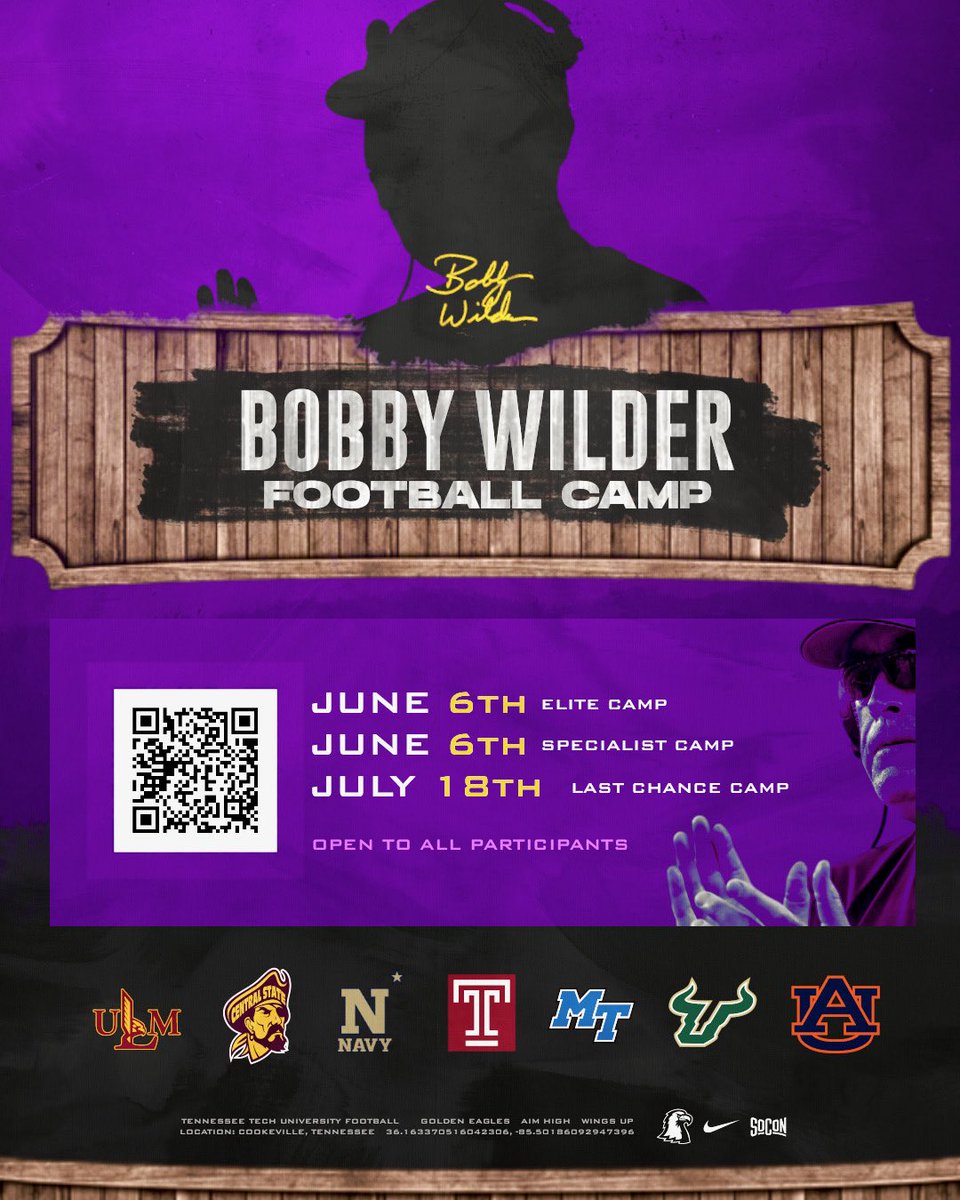TNTechFootball's tweet photo. UPDATED CAMP DATES!!

Sign up here:
https://t.co/O4e4cWxdhm https://t.co/ecADllybxj