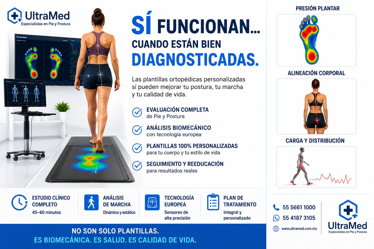 UltraMed's tweet photo. ¿Funcionan realmente las plantillas ortopédicas?

Sí.

Pero el resultado depende de:
✔️ diagnóstico
✔️ biomecánica
✔️ personalización
✔️ seguimiento

La diferencia no está solo en la plantilla.

Está en el estudio que la origina.
55 4187 3105

#Biomecánica #PlantillasOrtopédicas https://t.co/kqX3K0XsfO