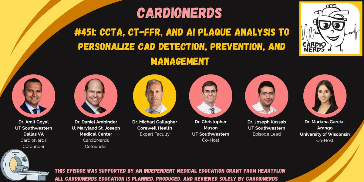 AkhilGulati's tweet photo. (1/3): My partner Dr. Michael Gallagher (and our Program Director at @CorewellHealth @BeaumontCards )  just dropped a fantastic episode on @CardioNerds — all about Coronary CT Angiography (CCTA) and where the technology stands today. Helpful if you manage cardiovascular risk. 🧵 https://t.co/EU4g4NOrAK