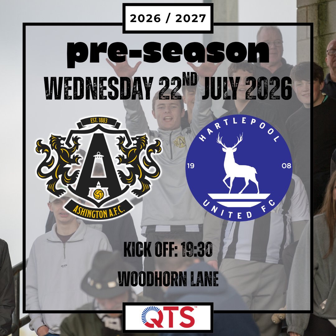 Ashington_FC's tweet photo. 🗓️ 🗓️ PRE-SEASON 2026/2027 🗓️ 🗓️

On Wednesday 22nd July we will welcome newly formed Hartlepool United U21s to Woodhorn Lane.

The National League side have introduced a new U21s Professional Development Squad to their academy setup to help strengthen the club’s pathway to senior football and we are delighted to have them come to NE63 ahead of the new season.