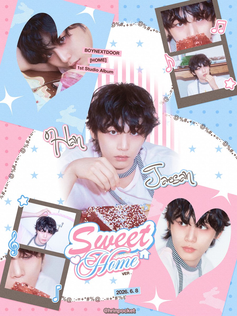 hrinpocket's tweet photo. 🏠 *:･° BOYNEXTDOOR SWEET 'HOME' ഒ poster design @BOYNEXTDOOR_KOZ  🩷 

#posterdesign #kpopdesign #BOYNEXTDOOR #LEEHAN #TAESAN #RIWOO #SUNGHO https://t.co/igcM1CAA0G