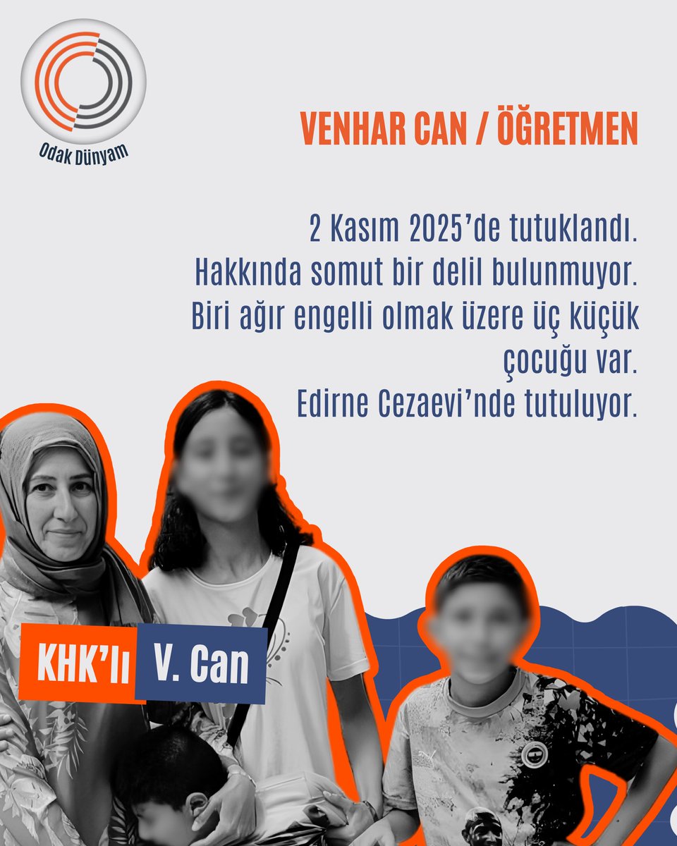 odakdunyam's tweet photo. Dünyayı sadece dokunarak ve duyarak anlamlandırabilen 8 yaşındaki görme ve zihinsel engelli İhsan için bayram ayrı bir hüzünle geçiyor. Çünkü İhsan’ın annesi Venhar Can 2 Kasım 2025’den bu yana tutuklu.

Bayramdaİhsana AnnesiniVerin https://t.co/cMGreefkRo