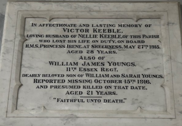 harwich1418's tweet photo. 27 May 15.

Shipwright Keeble Victor Jubilee.
HMS Princess Irene.
Aged 28.  
43 Waddesdon Road. Harwich. 
Victor was the husband of EJS (Nellie) Keeble, and is now remembered on the Chatham Naval and 
St Nicholas Church Memorials./1 https://t.co/e3ZB6OtxK2