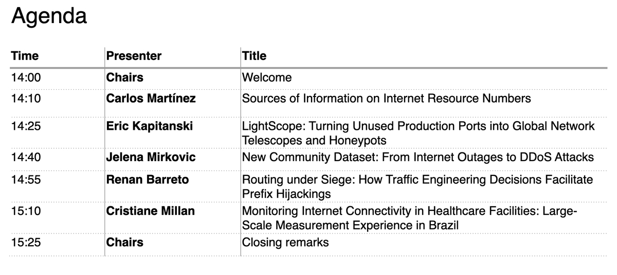 webrobotics's tweet photo. The Internet Measurements Working Group #IMWG starts in about 1 hour (19:00 UTC) at #LACNIC45
Streaming: https://t.co/IIineu3S1F @lacnic https://t.co/l7RkrrjZo4