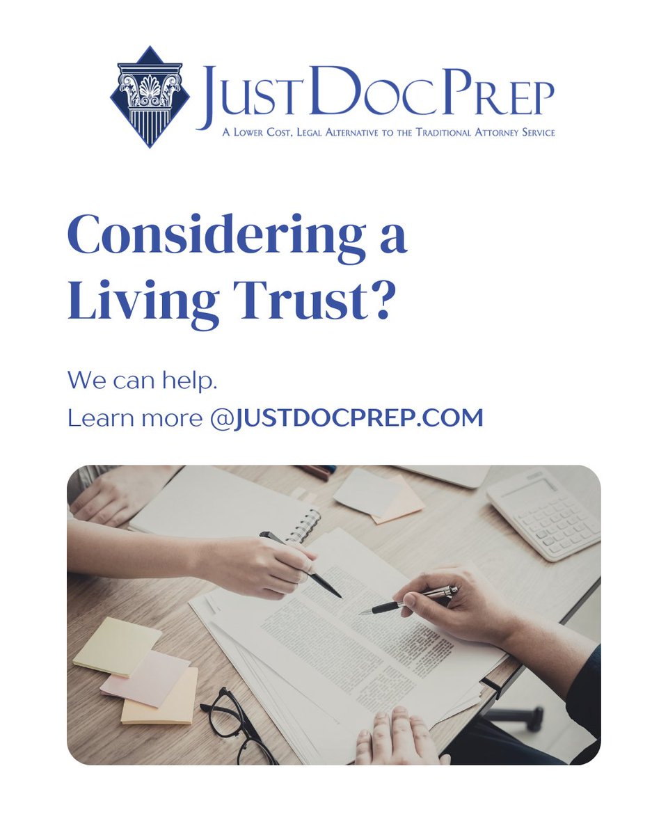 Justdocprep's tweet photo. Considering a living trust? It helps protect your assets and can keep your family out of probate. We prepare the trust documents accurately and efficiently, giving you peace of mind. Learn more about our living trust services today!  https://t.co/2DF3J8N86N https://t.co/PQnC0XaDgm