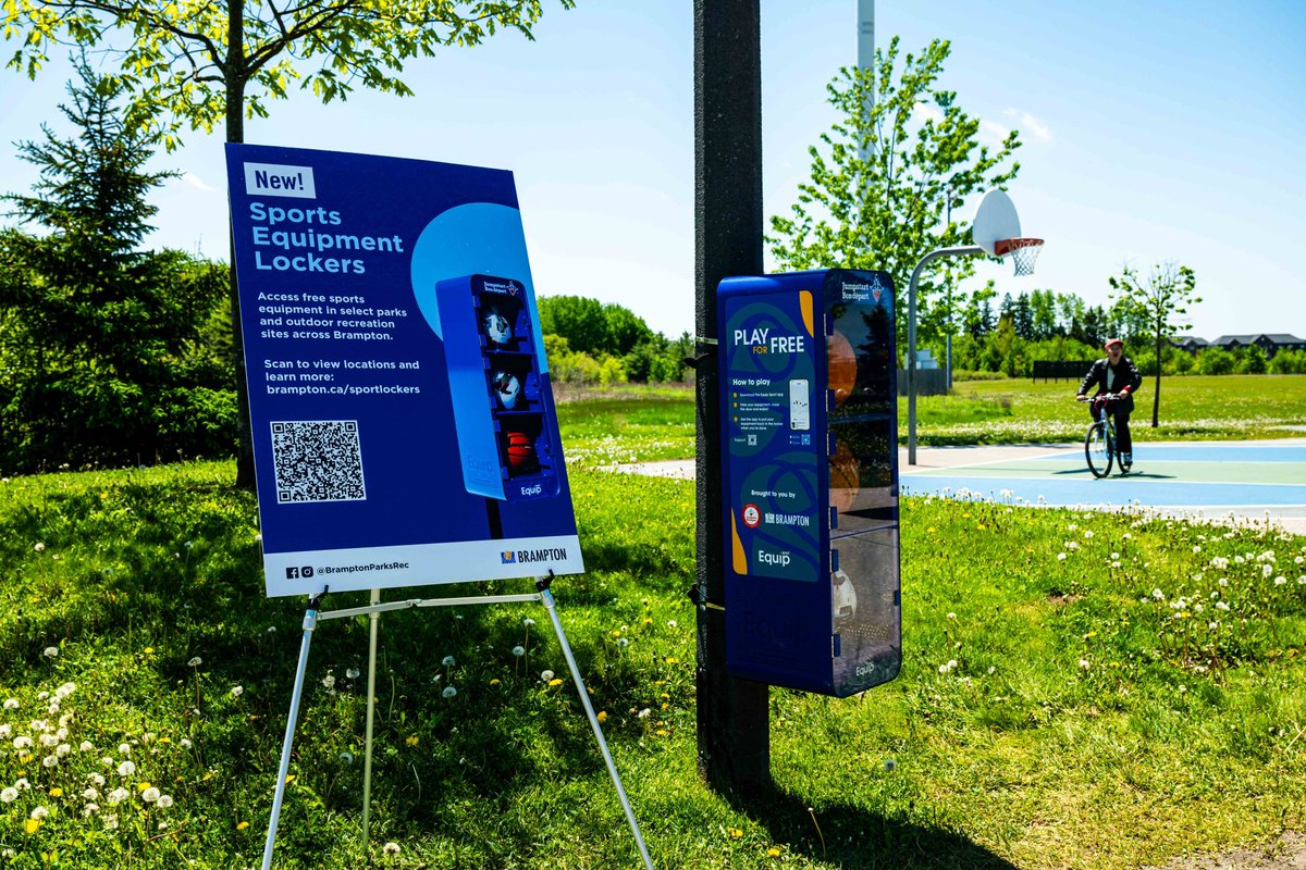 Navjitkaurbrar's tweet photo. Sports gear is now just a tap away! 🏀 
 
The @CityBrampton has partnered with Equip Sport and Canadian Tire Jumpstart Charities to launch self-serve sports equipment lockers at select #Brampton parks and recreation sites, giving residents free access to gear like basketballs, soccer balls and volleyballs, depending on the location. 
 
Whether you’re heading to the court, field or park, this pilot project helps make it easier for more residents to get moving, play close to home and enjoy sports without added barriers. 
 
Use your phone as your all-access pass to: 
 
📲 Download the free Equip Sport app 
🔐 Unlock equipment at your nearest location with no credit card or payment required 
⚽ Play and return the gear when you’re done 
 
Learn more 🔗: https://t.co/W4ZHyxP2BH