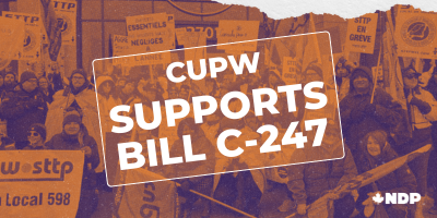 NDP's tweet photo. Labour leaders from coast to coast are backing MP Leah Gazan's Bill C-247 to scrap Section 107 and protect workers right to strike — a fundamental right that has been undermined time and time again by the Liberal government.

The NDP is proud to be the only party that has consistently sided with workers and defended the right to strike.