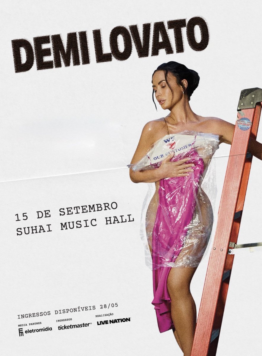 JCMDNews's tweet photo. Demi Lovato has just announced a show in São Paulo on September 15 at Suhai Music Hall. Tickets on sale tomorrow, 10AM local. https://t.co/Ovzu7kjoxp