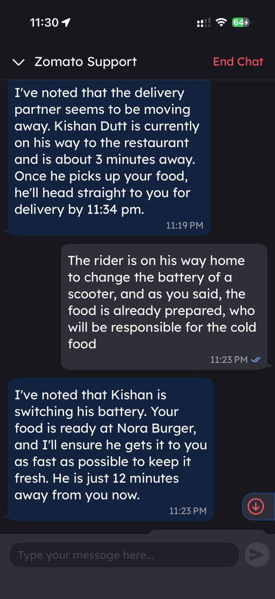 vikrantbatra's tweet photo. @zomato @zomatocare u n ur pathetic cust serv food dlvrd cold coz ur stupid rider instead of declining d order went  home 2 change d battery &amp; den pick up d order while d food was ready &amp; getting cold of course, it does not matter to dem nor 2 pathetic Zomato cust srv team https://t.co/1kiMwW4MDv
