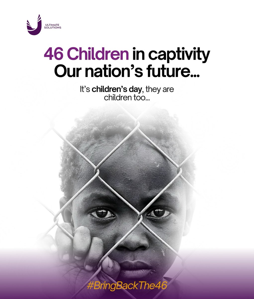 ultimates_ng's tweet photo. We remember the 46 children in captivity today. They ought not to be.
#BringBackThe46 https://t.co/0CHFtioOdS