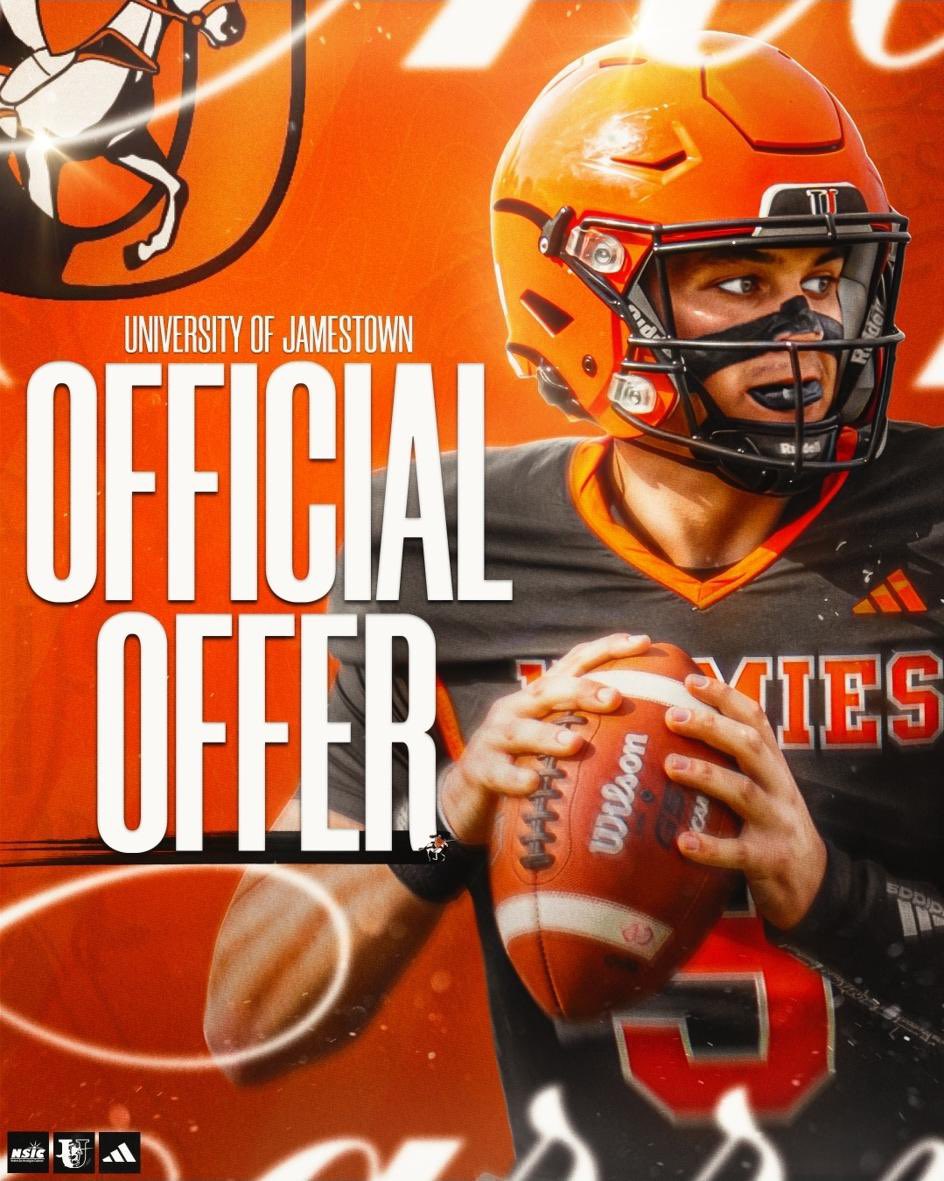 GavinSubera57's tweet photo. Extremely blessed to receive my 6th offer from Jamestown!!!
@CoachNorris20 @Crusaders_FB @JimmieFootball @TravisBOUND https://t.co/sI0ijFKcKB