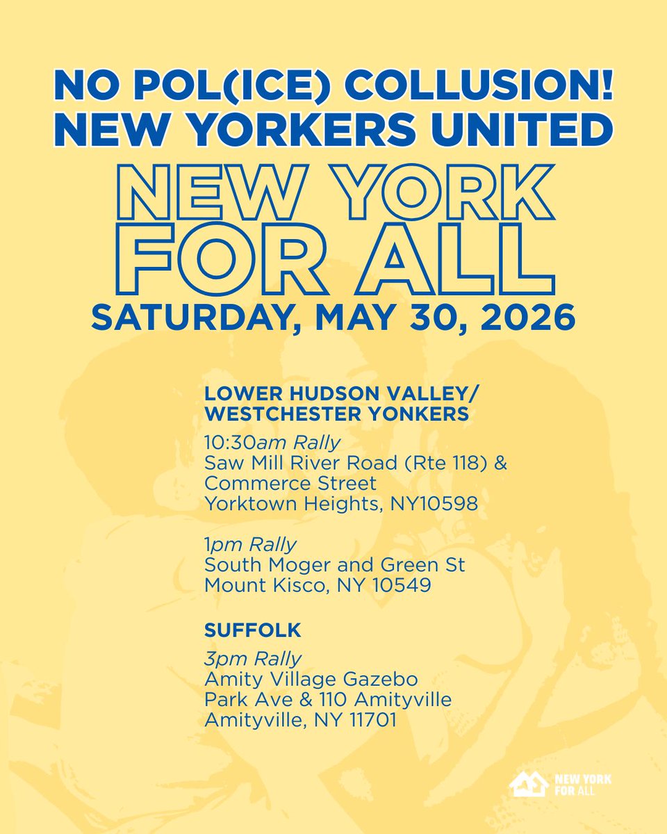 ImmDefense's tweet photo. NY ACTION: NYers are coming together 5/29 &amp; 30 to call on legislators to act and protect immigrant NYers. Until they pass #NY4All and @govkathyhochul signs it into law, NY will continue to let law enforcement agencies collude with ICE to carry out Trump's mass deportation agenda. https://t.co/Ld8E6SIK9c