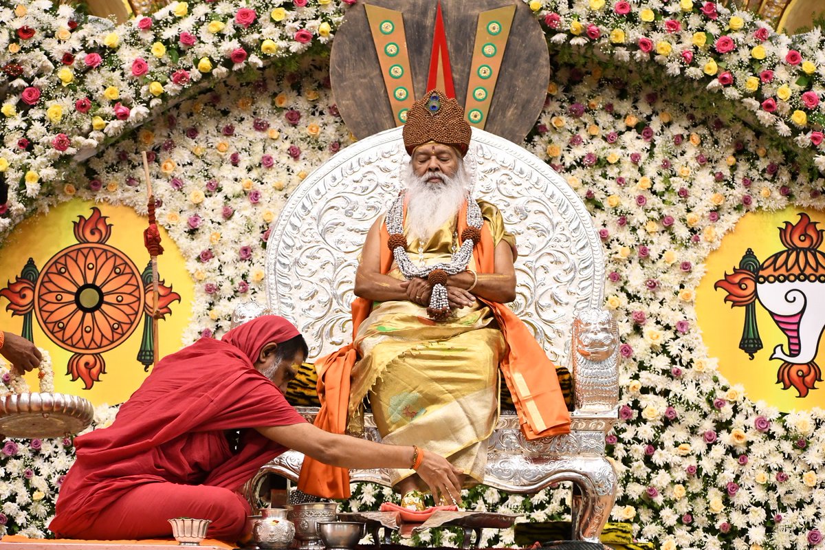 dattapeetham's tweet photo. Adikha Jyeshtha Shuddha Ekadashi • Pujya Sri Ganapathy Sachchidananda Swamiji's 84th Janma Dina • 27 May 2026

• PRATYAKSHA PADA PUJA TO PARAMA PUJYA SRI GANAPATHY SACHCHIDANANDA SWAMIJI

• CHAITANYA ARCHANA ~ CONFERRING OF DATTA PEETHAM TITLES:
Veda Nidhi – Sri. V Jambunatha Ghanapathi
Shastra Nidhi – Sri. Kuppa Vishwanatha Sharma
Nada Nidhi – Vid. Suresh Vaidyanathan
Pravachana Chakravarti - Sri. Samavedam Shanmukha Sharma
Dharma Bandhu - Sri. Ravinder Pandita
Sasya Bandhu – Smt. Anupama Vedachala

• Garuda Vahana Utsava for Sri Datta Venkateshwara Swamy

• Annamayya Keerthanala Nrithyanjali - Concept, production and direction - Smt. Ranjitha Vivin, Director of Nrityaranjani School of Bharathanatyam

#sgsswamiji